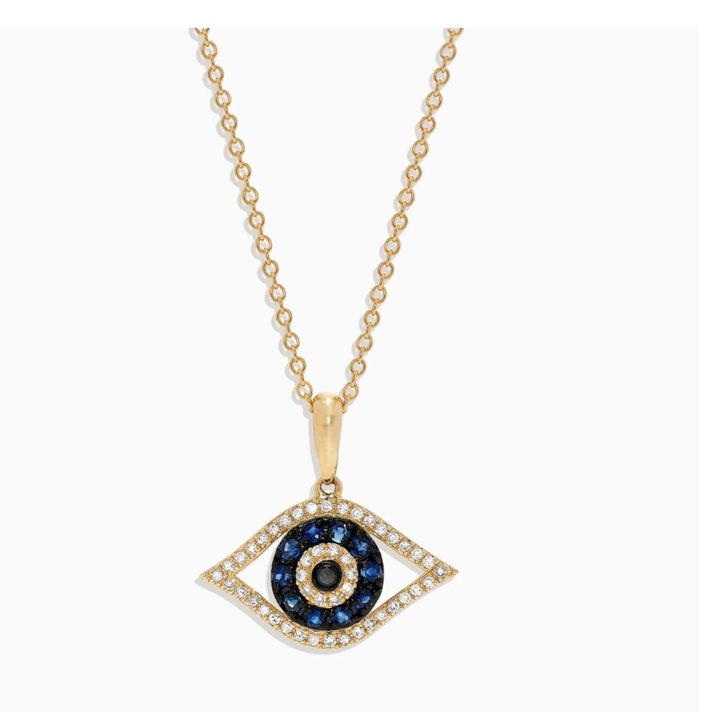 Effy sapphire and black and white diamond evil eye necklace